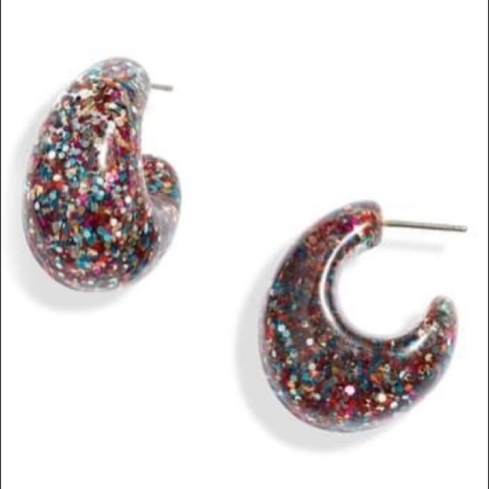 Kate Spade ♠️ new york glitter 41mm hoop earrings